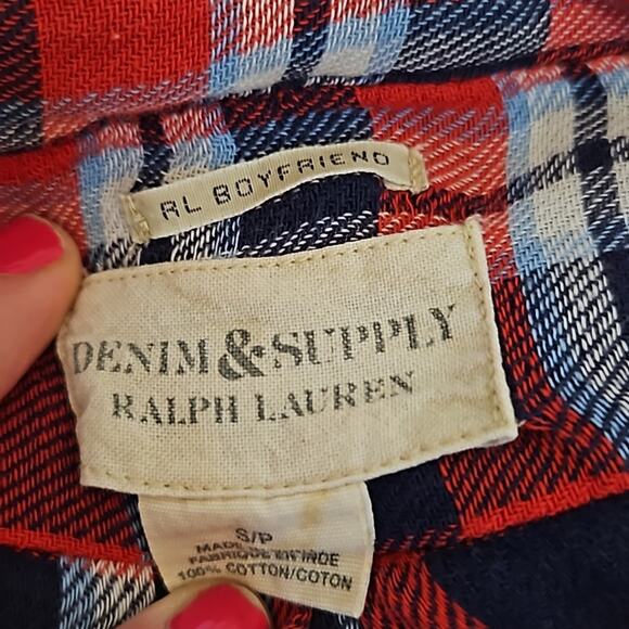 Denim & Supply Ralph Lauren Red & Blue Plaid Boyfriend Shirt Women’s Size Small - Picture 4 of 6